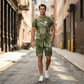 Ensemble casual homme – T-shirt et short imprimé faux denim