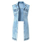 📢📢50% DE RÉDUCTION !! ⏰Robe Gilet en Jean Sans Manches Fente Haute Femme – Veste Longue Style Streetwear
