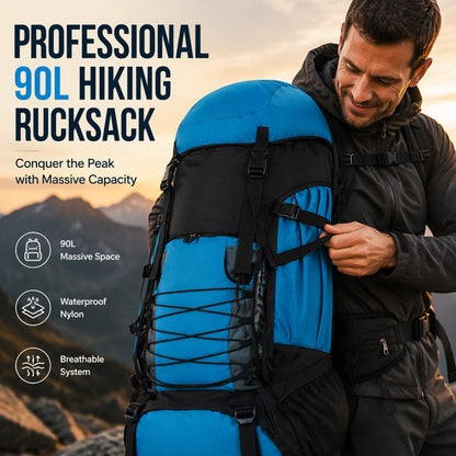 🎒🏔️ -50% | Sac à Dos de Randonnée 90L – Grande Capacité, Imperméable, pour Trekking, Camping & Voyage