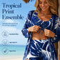 Ensemble de maillot de bain 3 pièces imprimé tropical pour femme
