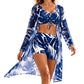 Ensemble de maillot de bain 3 pièces imprimé tropical pour femme