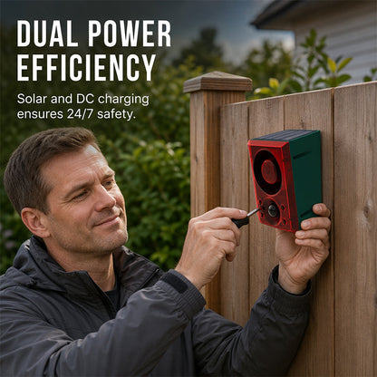 🏠 50 % de réduction – Alarme solaire à détecteur PIR avec lumière et sirène – étanche, télécommandable et polyvalente – pour jardin, cour et répulsion des animaux 🚨