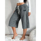🌿👖 -50% | Pantacourt Femme en Maille Côtelée – Jambe Large, Taille à Cordon, Confortable & Élégant