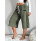 🌿👖 -50% | Pantacourt Femme en Maille Côtelée – Jambe Large, Taille à Cordon, Confortable & Élégant