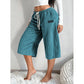 🌿👖 -50% | Pantacourt Femme en Maille Côtelée – Jambe Large, Taille à Cordon, Confortable & Élégant