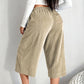 🌿👖 -50% | Pantacourt Femme en Maille Côtelée – Jambe Large, Taille à Cordon, Confortable & Élégant