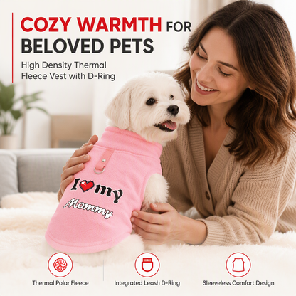 🐶 Adorable pullover pour chien & chat – Motif « Love Dad and Mom » & anneau pour laisse, chaud & douillet pour les jours froids ✨